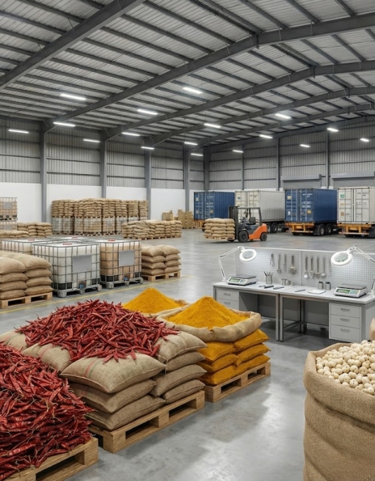 Indian spice farming and processing for bulk export